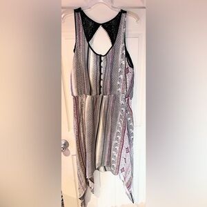 Maurices Gray Floral Handkerchief Hem Sleeveless Maxi Dress Women's Size XL